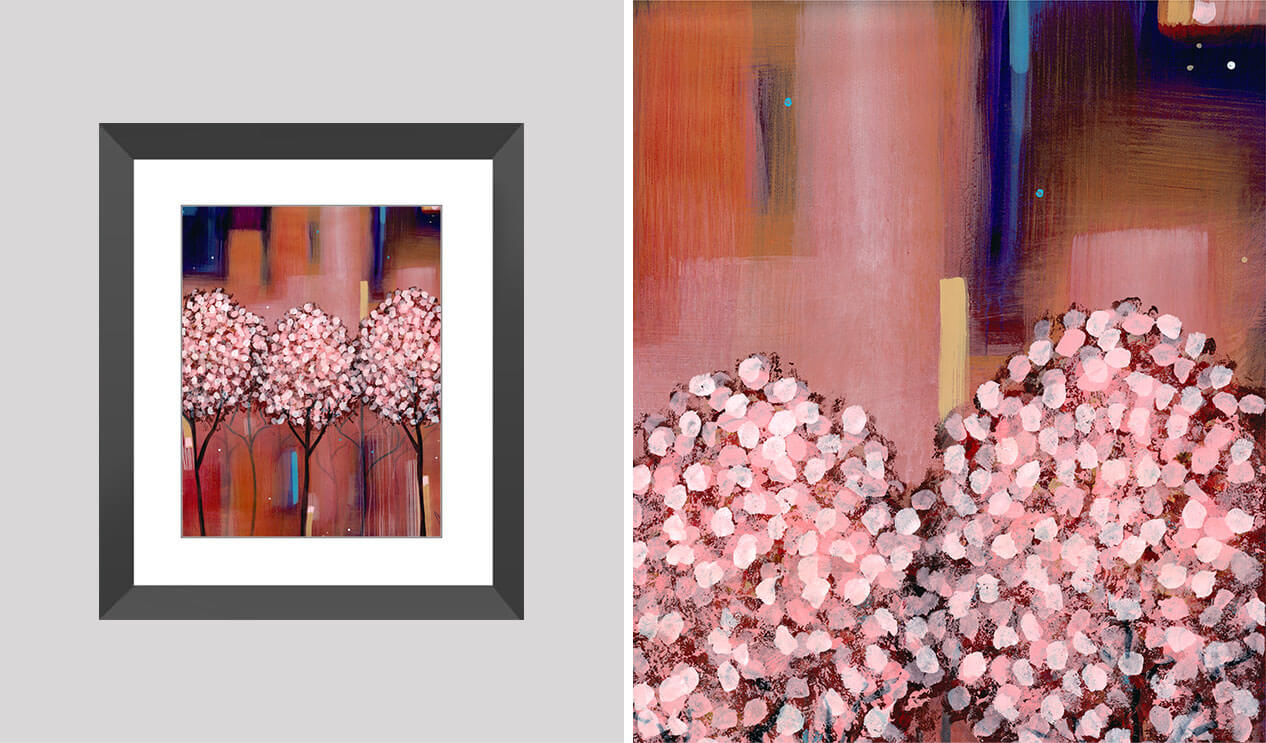 Cherry Blossom Sakura 2 framed with detail view